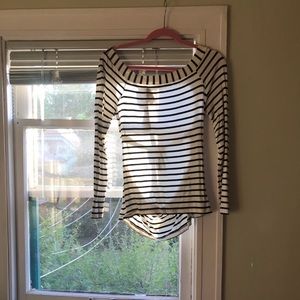 Worn once! Surprise tie-back striped shirt.